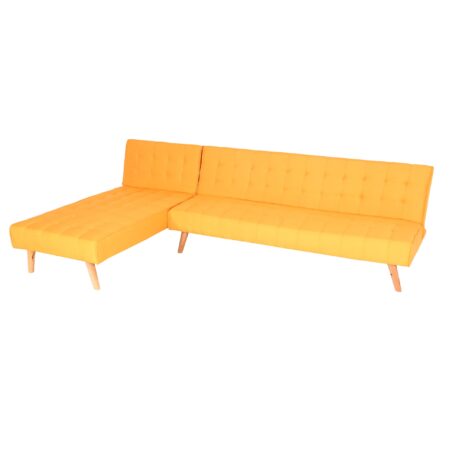 Ecksofa Sofa Klappsofa Liegefläche links/rechts Stoff Massivholz 256cm gelb
