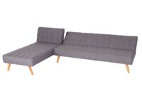 Ecksofa Sofa Klappsofa Liegefläche links/rechts Stoff Massivholz 256cm hellgrau