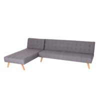 Ecksofa Sofa Klappsofa Liegefläche links/rechts Stoff Massivholz 256cm hellgrau