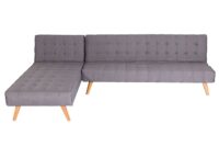 Ecksofa Sofa Klappsofa Liegefläche links/rechts Stoff Massivholz 256cm hellgrau