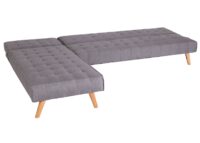 Ecksofa Sofa Klappsofa Liegefläche links/rechts Stoff Massivholz 256cm hellgrau