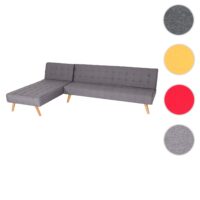 Ecksofa Sofa Klappsofa Liegefläche links/rechts Stoff Massivholz 256cm hellgrau