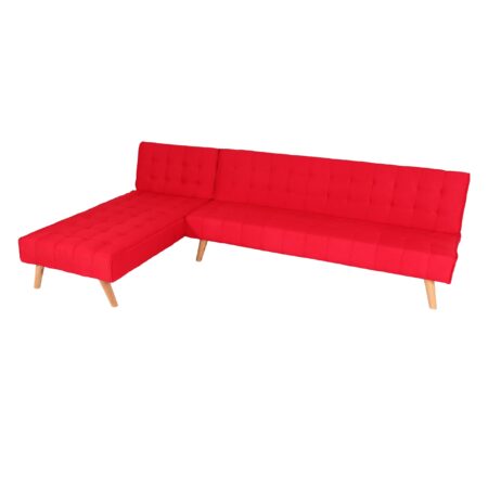 Ecksofa Sofa Klappsofa Liegefläche links/rechts Stoff Massivholz 256cm rot