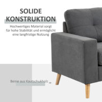 Ecksofa skandinavisch mit Massivholzfüssen Leinenoptik grau
