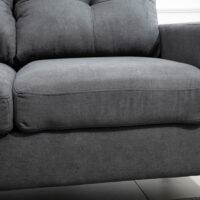 Ecksofa skandinavisch mit Massivholzfüssen Leinenoptik grau