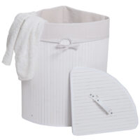 Eckwäschekorb Laundry Wäschebox Wäschesammler Bambus 61x48x35cm 50L weiss