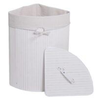 Eckwäschekorb Laundry Wäschebox Wäschesammler Bambus 61x48x35cm 50L weiss