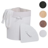 Eckwäschekorb Laundry Wäschebox Wäschesammler Bambus 61x48x35cm 50L weiss