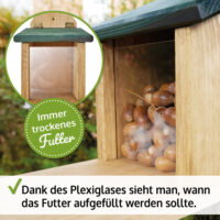 Eichhörnchen Futterstation Walnussblick aus Holz.