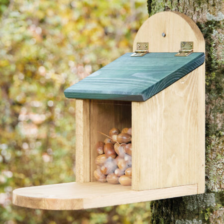 Eichhörnchen Futterstation Walnussblick aus Holz.