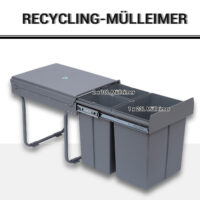 Einbau Mülleimer 3-fach zur Mülltrennung mit Schienensystem für Küche
