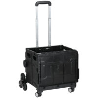 Schwarzer, klappbarer Einkaufstrolley mit Teleskop-Griff, bis 80 kg belastbar