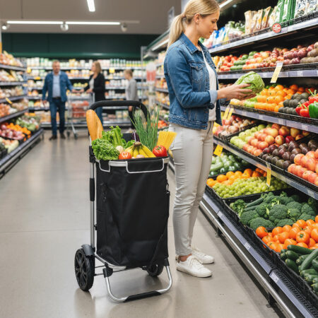 Einkaufstrolley klappbar mit Kühlfach 40L schwarz