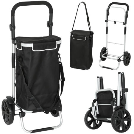 Einkaufstrolley klappbar mit Kühlfach 40L schwarz