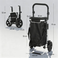 Einkaufstrolley klappbar mit Kühlfach 40L schwarz