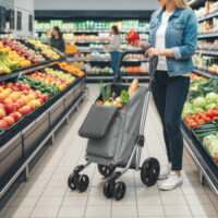 Einkaufstrolley faltbar mit Kühltasche 46L grau