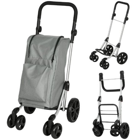 Einkaufstrolley faltbar mit Kühltasche 46L grau