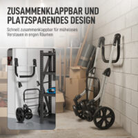 Einkaufstrolley faltbar mit Kühltasche 46L grau