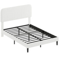 Einzelbett mit gepolstertem Kopfteil einfacher Aufbau Metall weiss