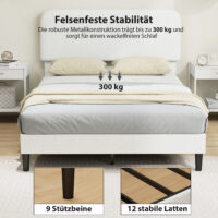 Einzelbett mit gepolstertem Kopfteil einfacher Aufbau Metall weiss