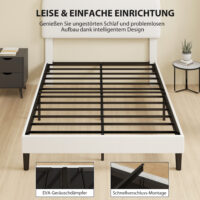 Einzelbett mit gepolstertem Kopfteil einfacher Aufbau Metall weiss