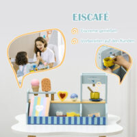 Eisdiele Holzspielzeug für Kinder, fördert kreatives Rollenspiel und Fantasie, geeignet ab 2 Jahren.