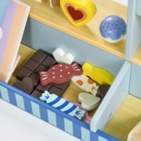 Eisdiele Holzspielzeug für Kinder, fördert kreatives Rollenspiel und Fantasie, geeignet ab 2 Jahren.