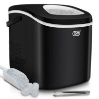 Tragbare und kompakte Eiswürfelmaschine (12kg/Tag) mit LED-Anzeige.