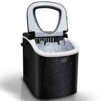 Tragbare und kompakte Eiswürfelmaschine (12kg/Tag) mit LED-Anzeige.