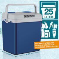 Mobile elektrische 2-in-1 Kühlbox und Wärmebox (25 Liter), leise und vielseitig.