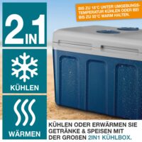 Kühlbox mobil, 40 Liter, geräuscharm, ideal als Wärmebox für Reisen.