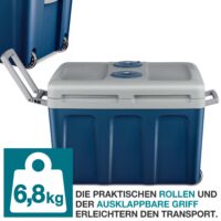 Kühlbox mobil, 40 Liter, geräuscharm, ideal als Wärmebox für Reisen.