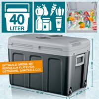Große elektrische 2-in-1 Kühlbox und Wärmebox (40 Liter), mobil und geräuscharm.