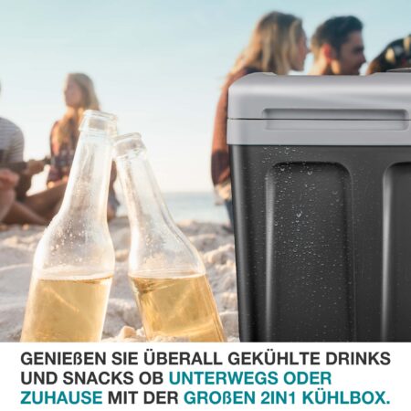 Große elektrische 2-in-1 Kühlbox und Wärmebox (40 Liter), mobil und geräuscharm.