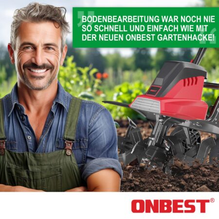 Elektrische Bodenfräse mit 1500W für effektive Bodenbearbeitung.