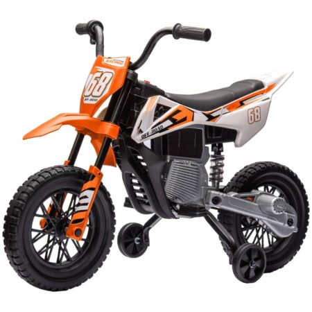 Elektro-Kindermotorrad Dirt-Bike 12V mit Musik und Stützrädern 3-6 Jahre orange