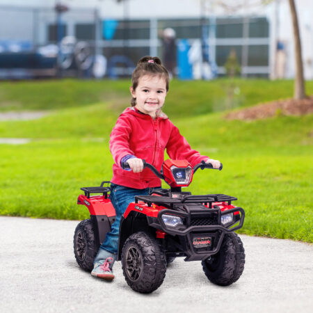 Schwarz-rotes Elektro-Kinderquad mit LED-Beleuchtung, ein aufregendes Kinderfahrzeug für Kinder ab 3 Jahren.