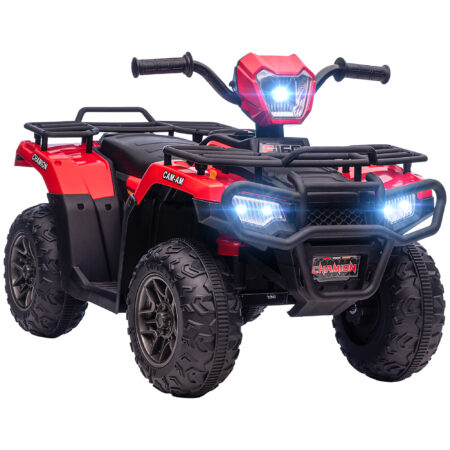 Schwarz-rotes Elektro-Kinderquad mit LED-Beleuchtung, ein aufregendes Kinderfahrzeug für Kinder ab 3 Jahren.