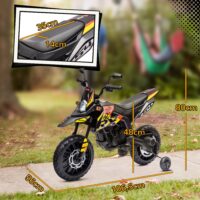 Kinder Elektro-Motorrad mit Stützrädern LED und Musik gelb