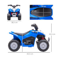 Blaues Elektro-Quad als Kinderfahrzeug mit LED-Beleuchtung und Hupe, ideal für Kinder ab 18 Monaten.