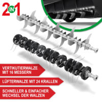 Leistungsstarker Elektro-Vertikutierer für die Rasenpflege mit 1800W.