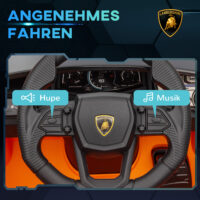 Oranges 12V Kinder-Elektroauto, erreicht eine Geschwindigkeit von 5 km/h und ist ideal für Kinder von 3-5 Jahren. Ein farbenfrohes Abenteuerfahrzeug.