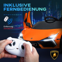 Oranges 12V Kinder-Elektroauto, erreicht eine Geschwindigkeit von 5 km/h und ist ideal für Kinder von 3-5 Jahren. Ein farbenfrohes Abenteuerfahrzeug.