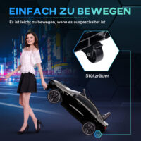 Schwarzes 12V Kinder-Elektroauto, erreicht eine Geschwindigkeit von 5 km/h und ist ideal für Kinder von 3-6 Jahren. Ein schnelles und cooles Fahrzeug.