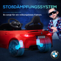 Rotes Elektroauto als Kinderfahrzeug mit 12V Akku, 2.4G Fernbedienung und MP3-Anschluss. Bietet stundenlangen Fahrspass mit Musik.