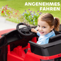 Rotes 12V Kinder-Elektroauto mit LED-Lichtern und Fernbedienung, ideal für Kinder von 3-6 Jahren. Eltern können die Kontrolle übernehmen, wenn nötig.