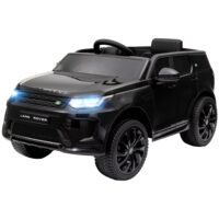 Schwarzes 12V Kinder-Elektroauto mit LED-Lichtern, ideal für Kinder von 3-6 Jahren. Ein cooles Fahrzeug, das im Dunkeln leuchtet.