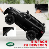 Schwarzes 12V Kinder-Elektroauto mit LED-Lichtern, ideal für Kinder von 3-6 Jahren. Ein cooles Fahrzeug, das im Dunkeln leuchtet.
