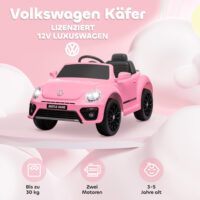 Rosa 12V Kinder-Elektroauto mit LED-Lichtern und USB-Anschluss, ideal für 3-5 Jahre. Ein modernes Fahrzeug mit Lichteffekten und Musik.