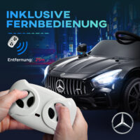 Schwarzes 12V Kinder-Elektroauto mit Sanftstart-Funktion, ideal für Kinder von 3-6 Jahren. Sanftes Anfahren für mehr Sicherheit.